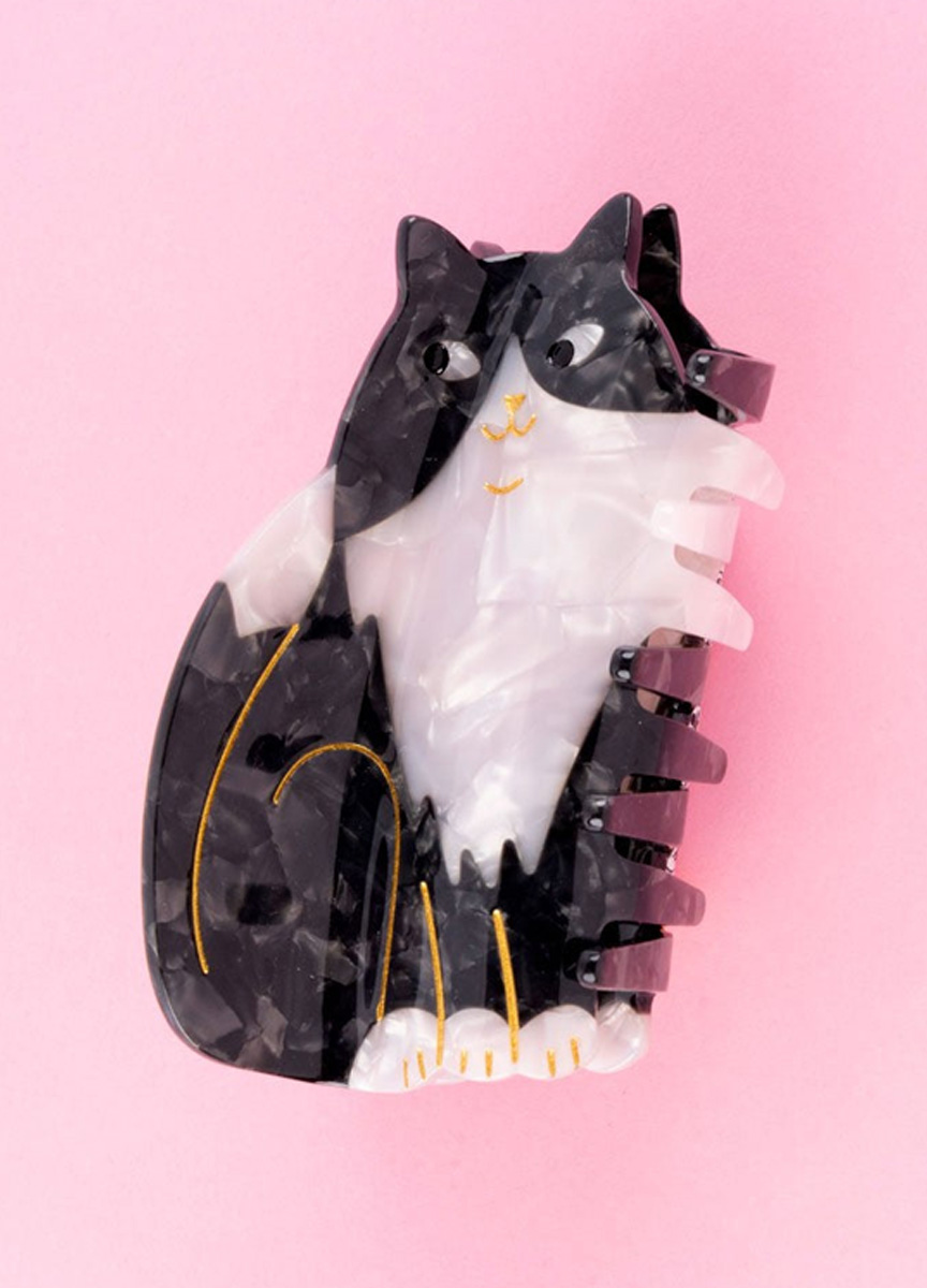 黑白賓士貓造型髮抓